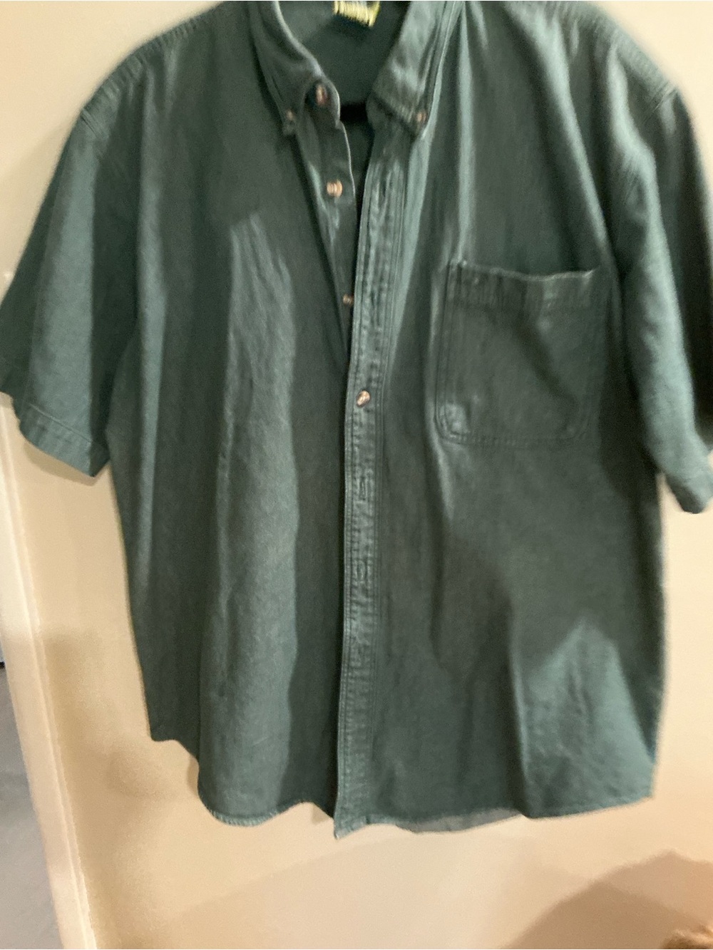 Men's SS Button-Up Shirt in Dark Green rugged utility sturdy long lasting